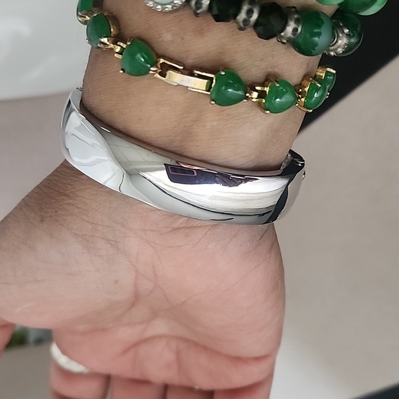 Silver with CZ Inspirational Love 🤍 LIFE Clamper / Hinge Glam Bracelet - Picture 8 of 9